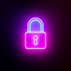 Glowing neon padlock symbolizing security and privacy