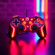 Retro game controller with neon highlights