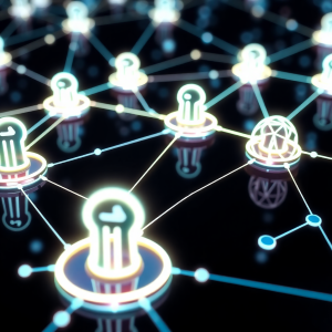 Neon mirror icons and network nodes, symbolizing new Torzon Mirror links